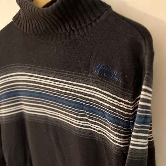 Harley Davidson Women's Knit Jumper Cotton Roll Neck Sweater Grey XL - Picture 2 of 10